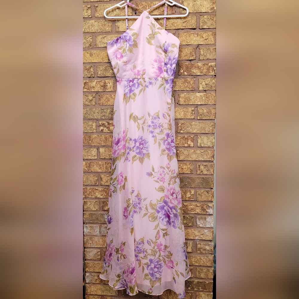 Lulus Romantic Marvel Floral Print Halter Neck Maxi Dress Size XL NWT - Picture 4 of 12